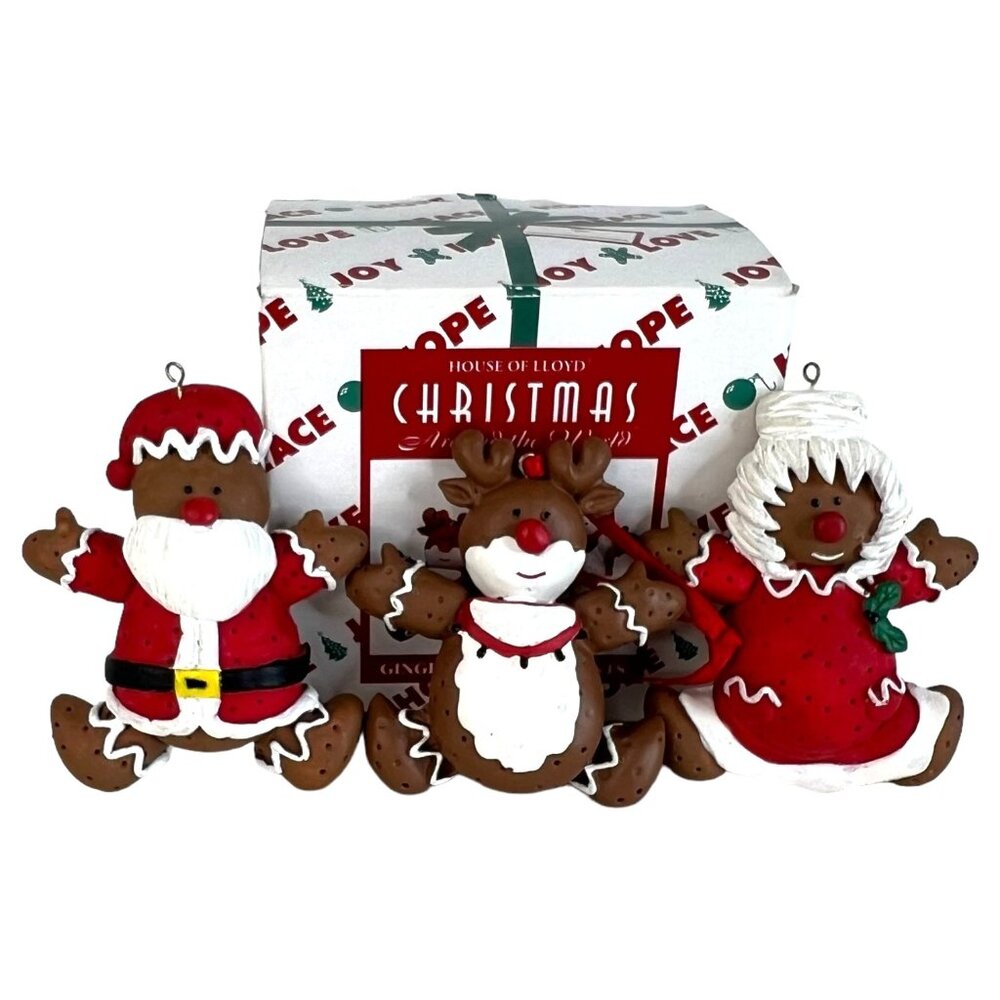 1996 House Of‎ Lloyd Christmas Ornaments Set Of 3 Gingerbread Ginger Nuts Santa
